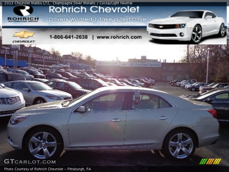 Champagne Silver Metallic / Cocoa/Light Neutral 2013 Chevrolet Malibu LTZ