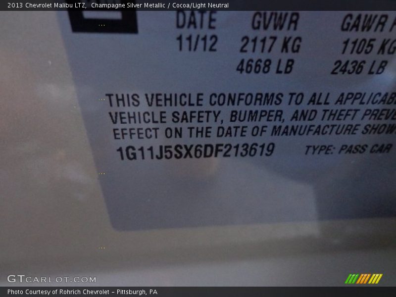 Champagne Silver Metallic / Cocoa/Light Neutral 2013 Chevrolet Malibu LTZ