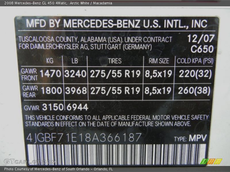 Arctic White / Macadamia 2008 Mercedes-Benz GL 450 4Matic