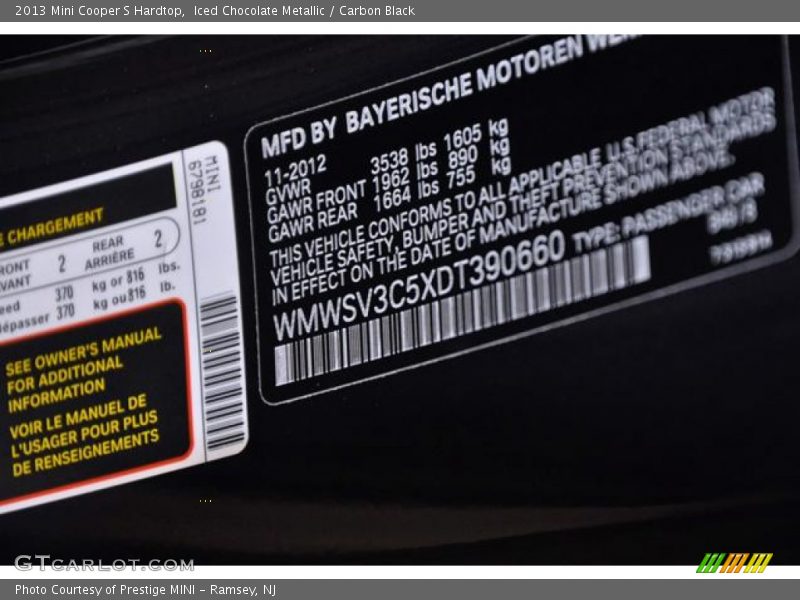 Iced Chocolate Metallic / Carbon Black 2013 Mini Cooper S Hardtop