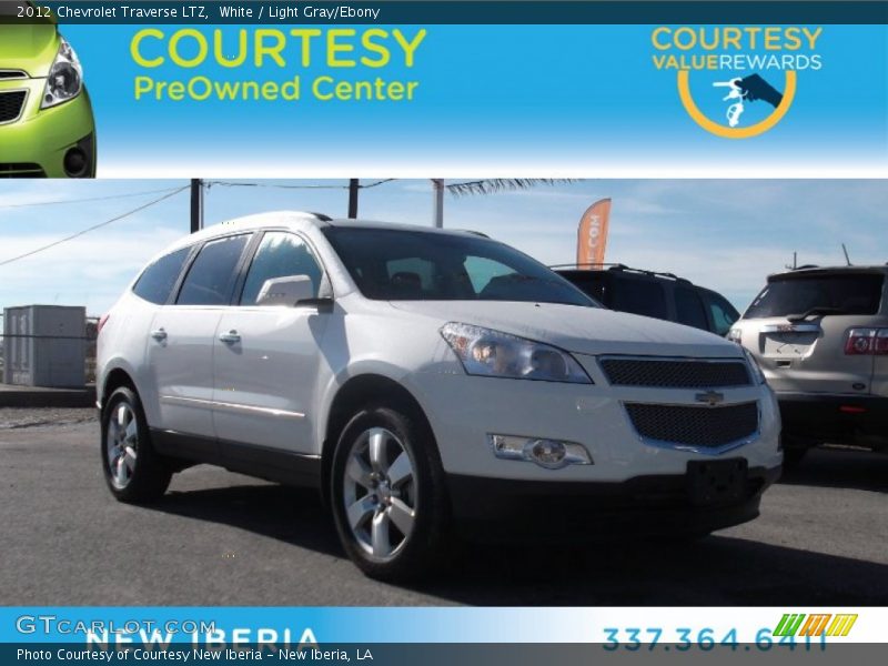 White / Light Gray/Ebony 2012 Chevrolet Traverse LTZ