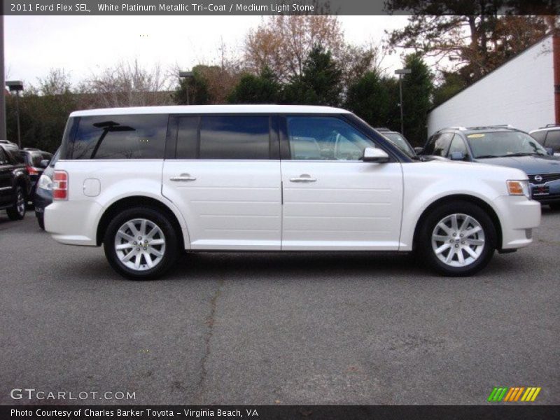 White Platinum Metallic Tri-Coat / Medium Light Stone 2011 Ford Flex SEL