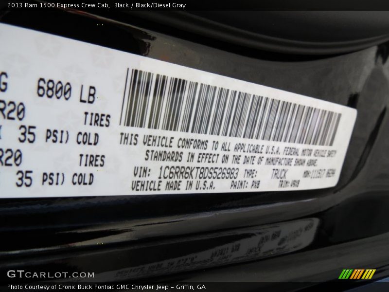 Black / Black/Diesel Gray 2013 Ram 1500 Express Crew Cab