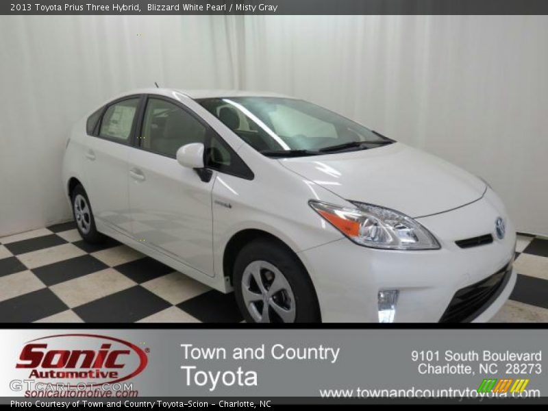 Blizzard White Pearl / Misty Gray 2013 Toyota Prius Three Hybrid