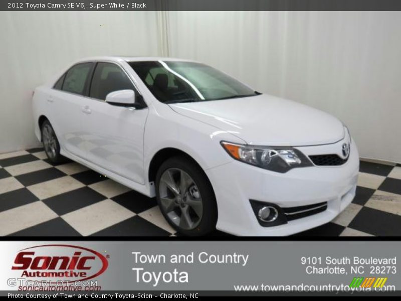Super White / Black 2012 Toyota Camry SE V6