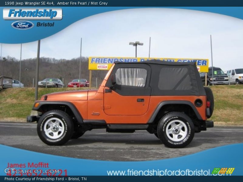 Amber Fire Pearl / Mist Grey 1998 Jeep Wrangler SE 4x4