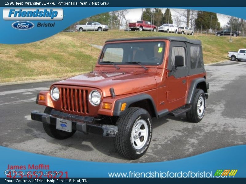 Amber Fire Pearl / Mist Grey 1998 Jeep Wrangler SE 4x4