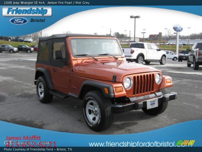 Amber Fire Pearl / Mist Grey 1998 Jeep Wrangler SE 4x4