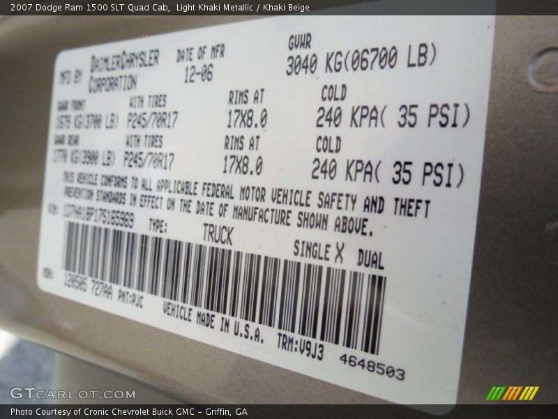Light Khaki Metallic / Khaki Beige 2007 Dodge Ram 1500 SLT Quad Cab