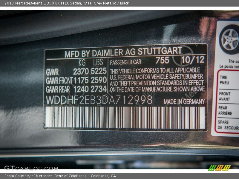 Steel Grey Metallic / Black 2013 Mercedes-Benz E 350 BlueTEC Sedan
