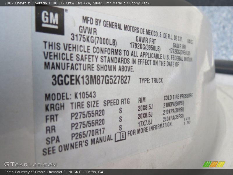 Silver Birch Metallic / Ebony Black 2007 Chevrolet Silverado 1500 LTZ Crew Cab 4x4