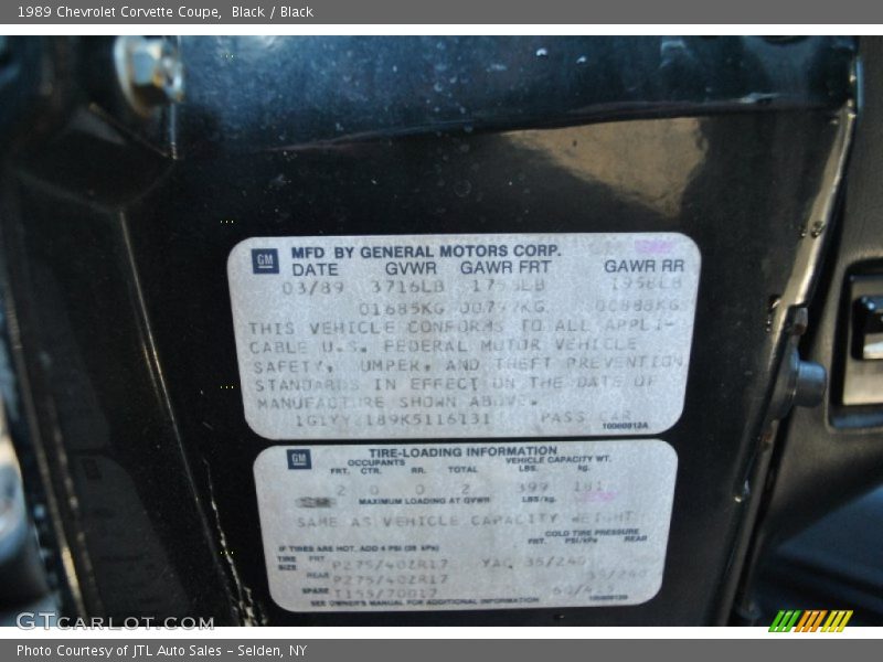 Black / Black 1989 Chevrolet Corvette Coupe