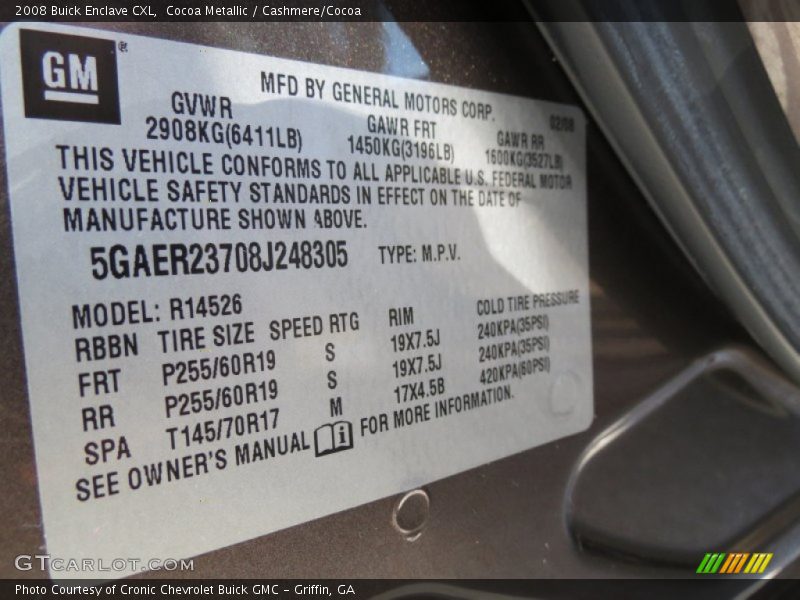 Cocoa Metallic / Cashmere/Cocoa 2008 Buick Enclave CXL