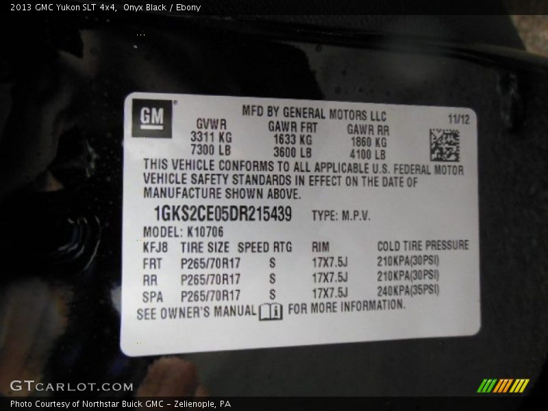 Onyx Black / Ebony 2013 GMC Yukon SLT 4x4