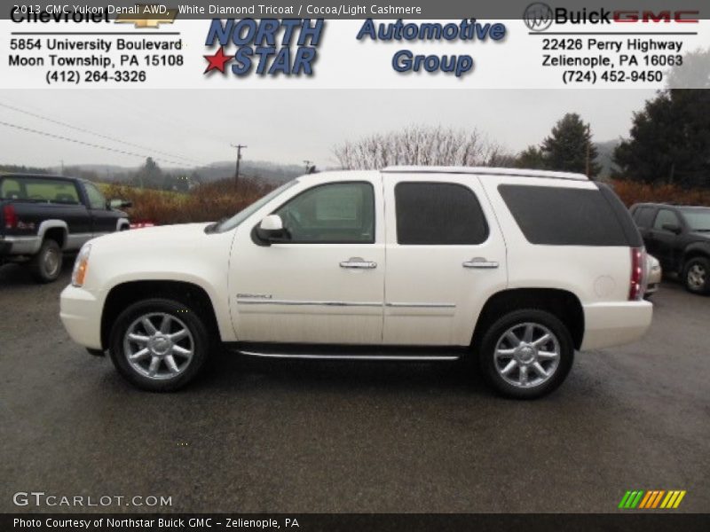 White Diamond Tricoat / Cocoa/Light Cashmere 2013 GMC Yukon Denali AWD