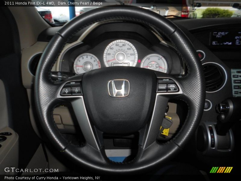 Dark Cherry Pearl / Beige 2011 Honda Pilot EX-L 4WD