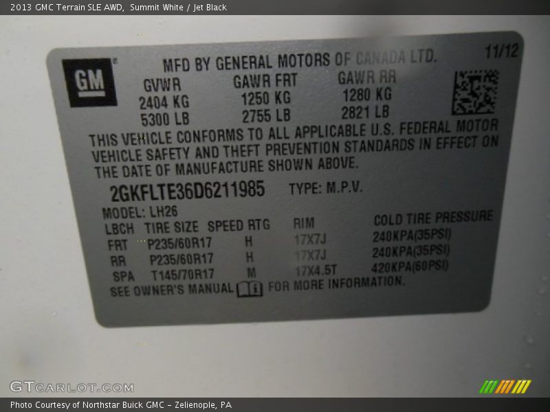 Summit White / Jet Black 2013 GMC Terrain SLE AWD