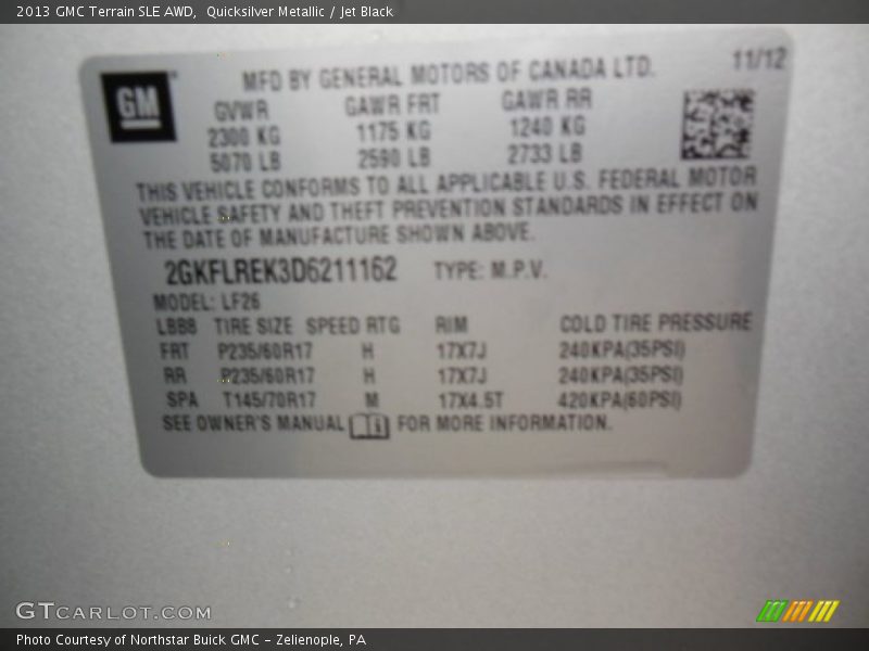 Quicksilver Metallic / Jet Black 2013 GMC Terrain SLE AWD