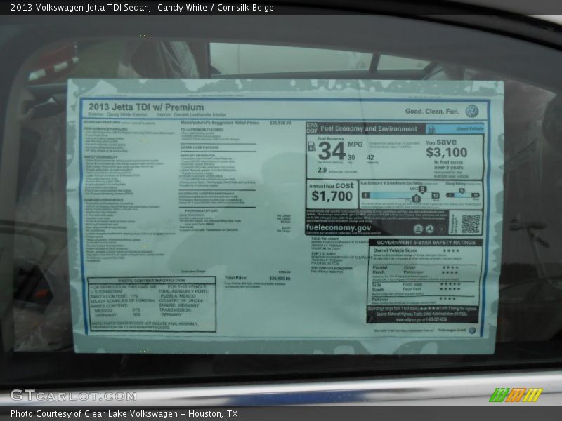 Candy White / Cornsilk Beige 2013 Volkswagen Jetta TDI Sedan