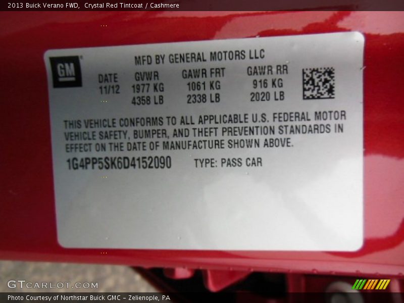 Crystal Red Tintcoat / Cashmere 2013 Buick Verano FWD