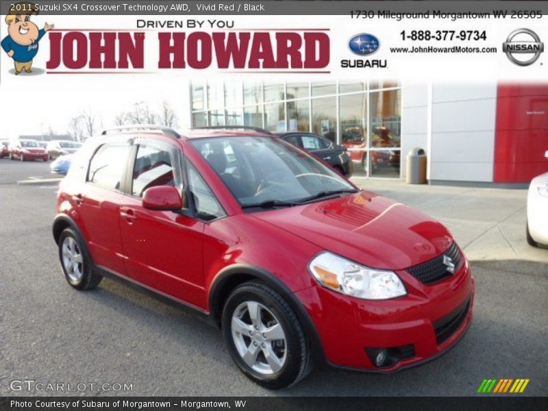 Vivid Red / Black 2011 Suzuki SX4 Crossover Technology AWD