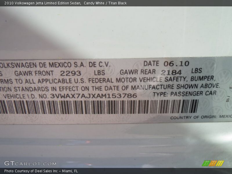 Candy White / Titan Black 2010 Volkswagen Jetta Limited Edition Sedan