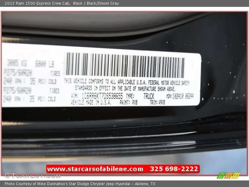 Black / Black/Diesel Gray 2013 Ram 1500 Express Crew Cab