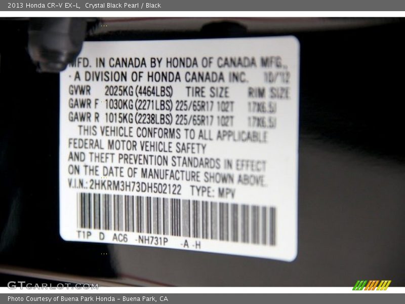 Crystal Black Pearl / Black 2013 Honda CR-V EX-L