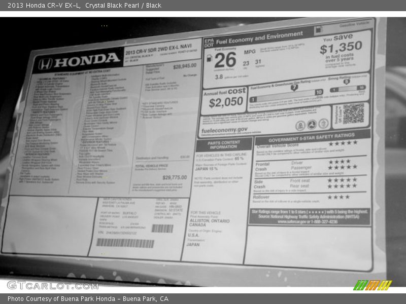 Crystal Black Pearl / Black 2013 Honda CR-V EX-L