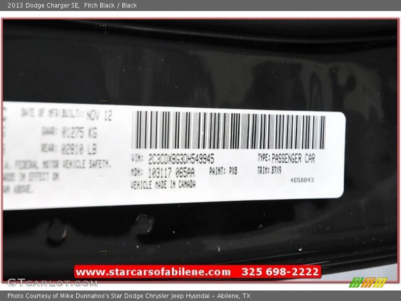 Pitch Black / Black 2013 Dodge Charger SE