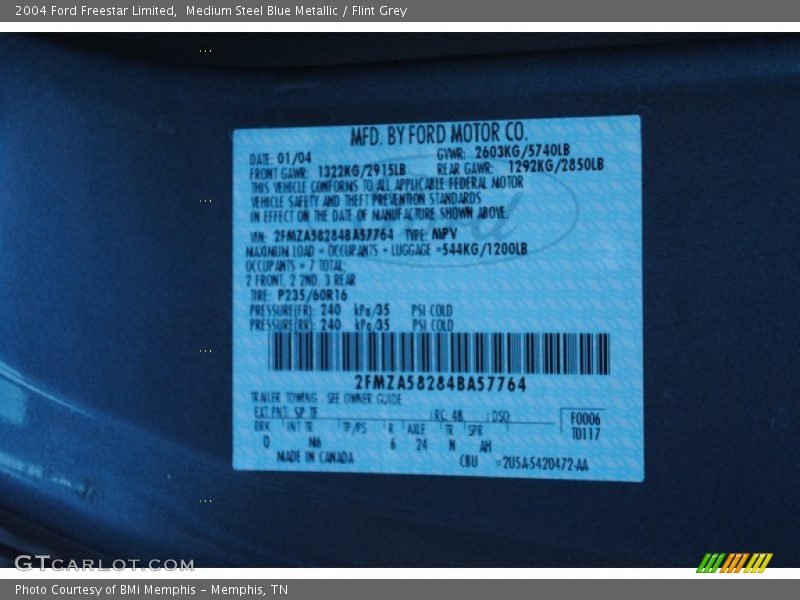 Medium Steel Blue Metallic / Flint Grey 2004 Ford Freestar Limited