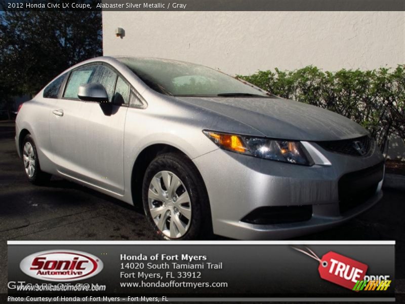 Alabaster Silver Metallic / Gray 2012 Honda Civic LX Coupe