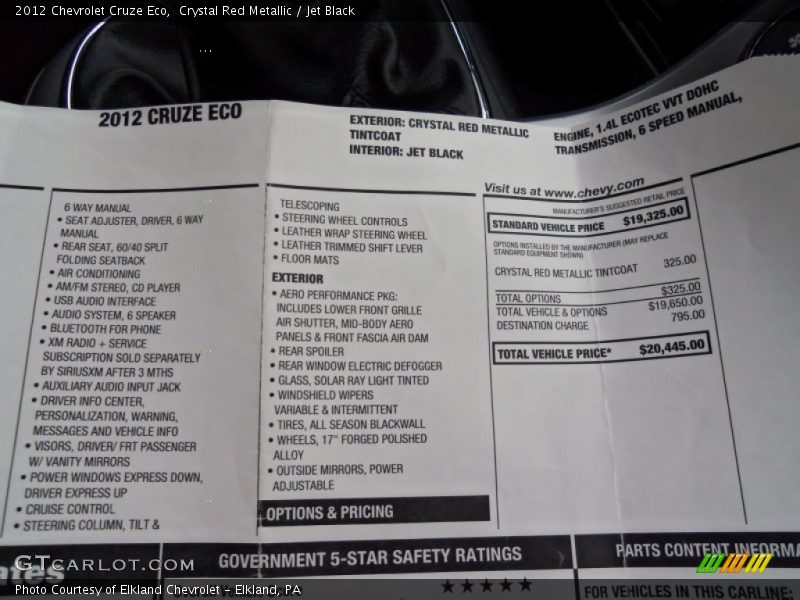 Crystal Red Metallic / Jet Black 2012 Chevrolet Cruze Eco