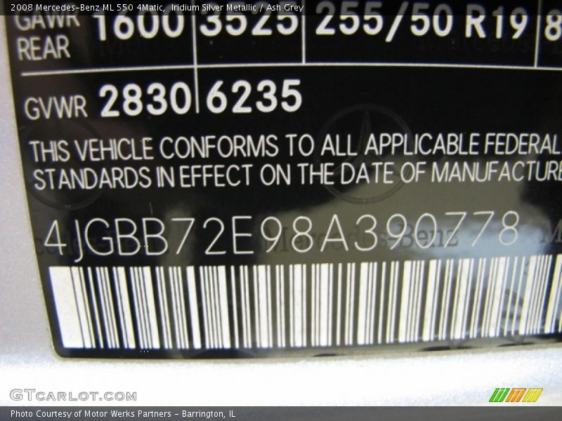 Iridium Silver Metallic / Ash Grey 2008 Mercedes-Benz ML 550 4Matic