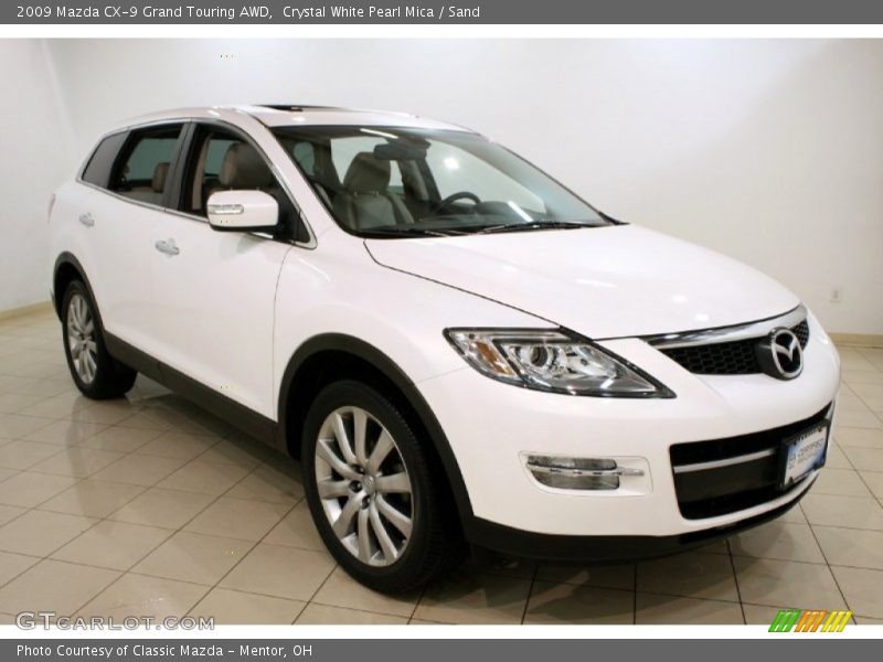 Crystal White Pearl Mica / Sand 2009 Mazda CX-9 Grand Touring AWD