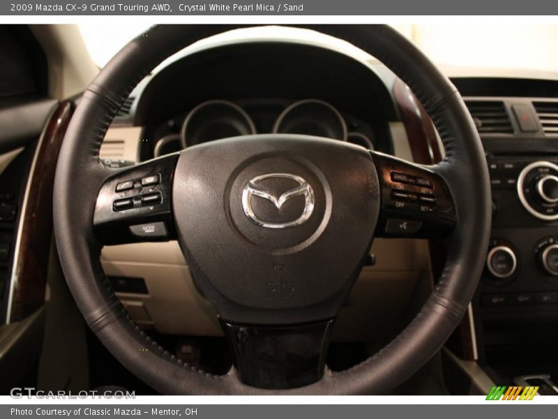 Crystal White Pearl Mica / Sand 2009 Mazda CX-9 Grand Touring AWD