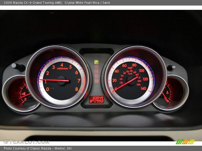 Crystal White Pearl Mica / Sand 2009 Mazda CX-9 Grand Touring AWD
