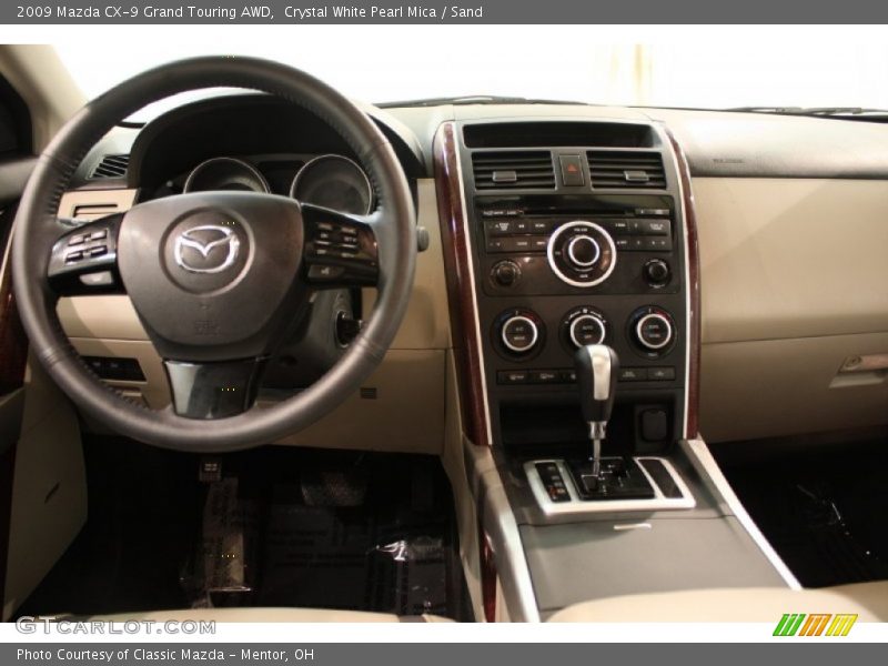 Crystal White Pearl Mica / Sand 2009 Mazda CX-9 Grand Touring AWD
