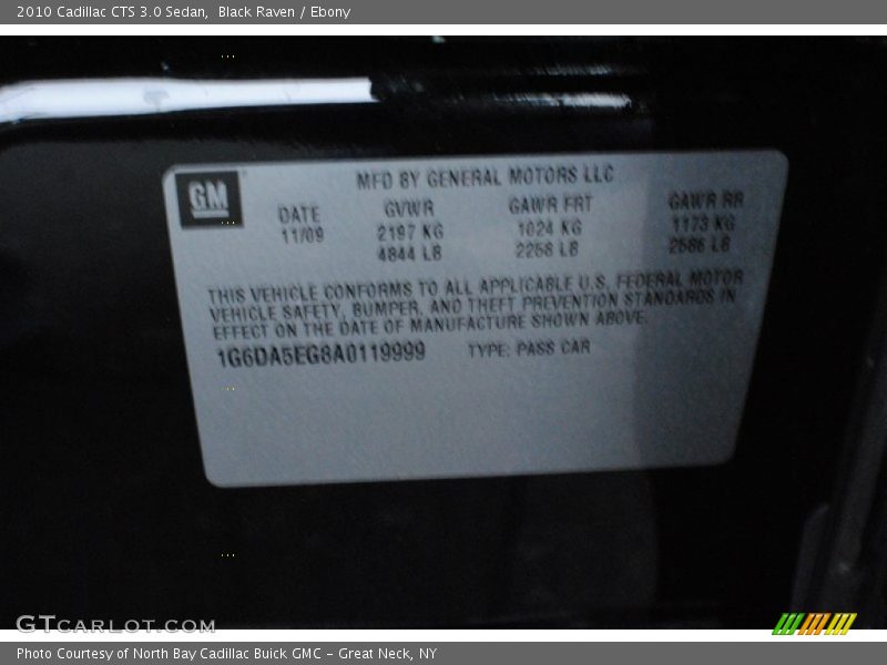 Black Raven / Ebony 2010 Cadillac CTS 3.0 Sedan