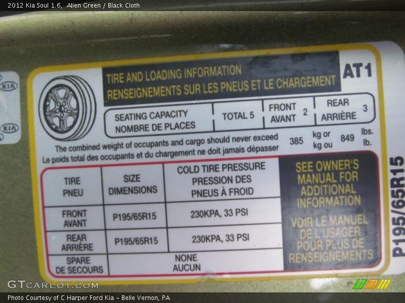 Alien Green / Black Cloth 2012 Kia Soul 1.6
