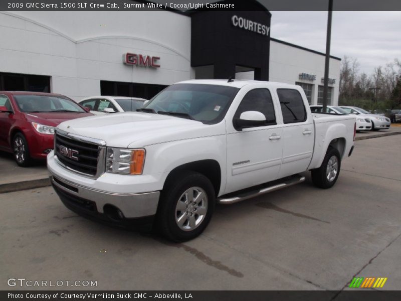 Summit White / Cocoa/Light Cashmere 2009 GMC Sierra 1500 SLT Crew Cab