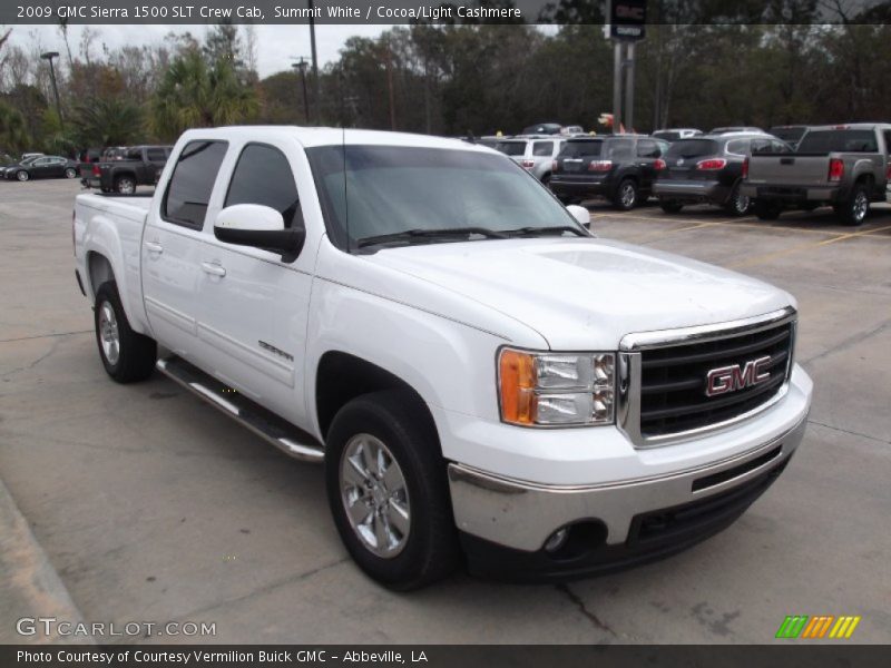 Summit White / Cocoa/Light Cashmere 2009 GMC Sierra 1500 SLT Crew Cab