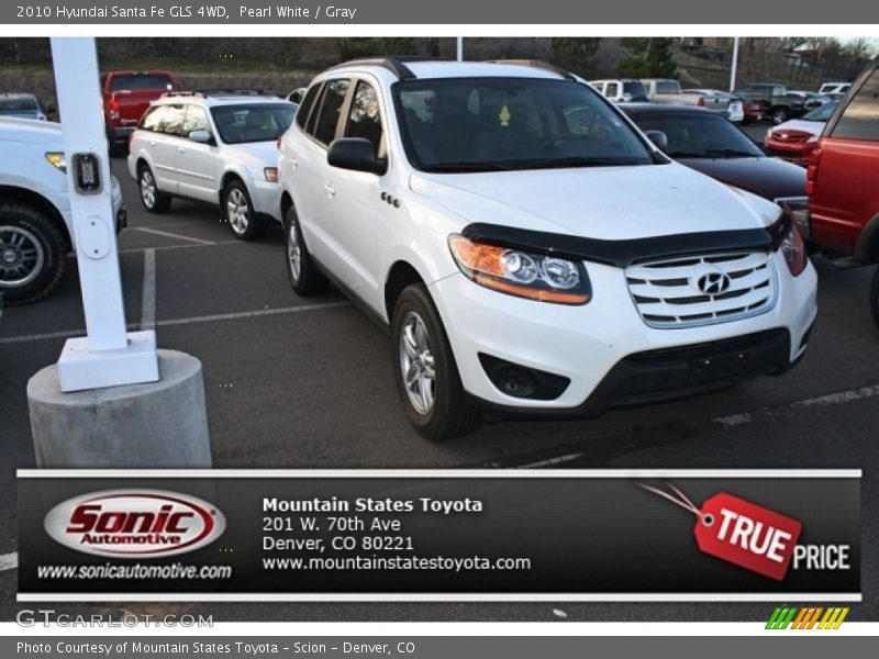 Pearl White / Gray 2010 Hyundai Santa Fe GLS 4WD