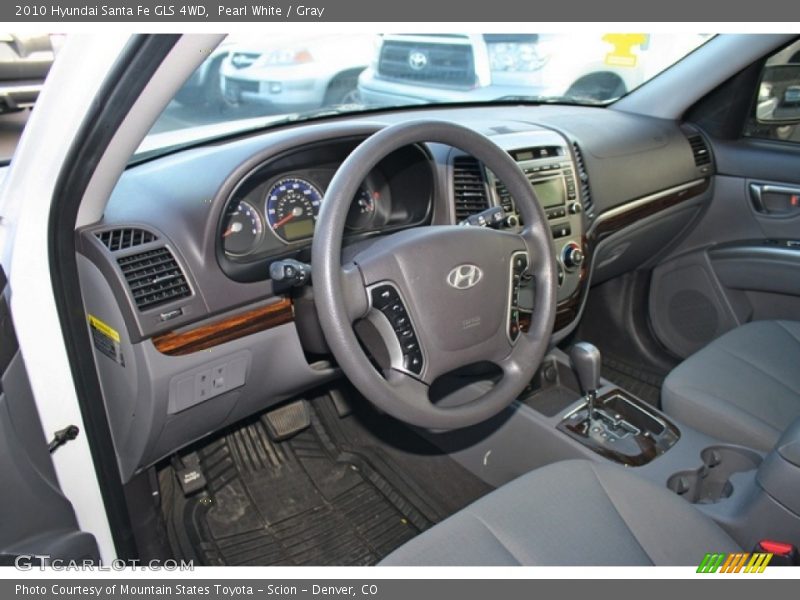 Pearl White / Gray 2010 Hyundai Santa Fe GLS 4WD