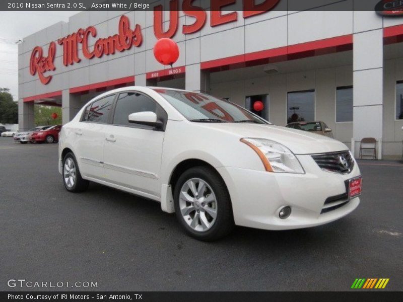 Aspen White / Beige 2010 Nissan Sentra 2.0 SL