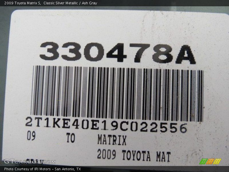 Classic Silver Metallic / Ash Gray 2009 Toyota Matrix S