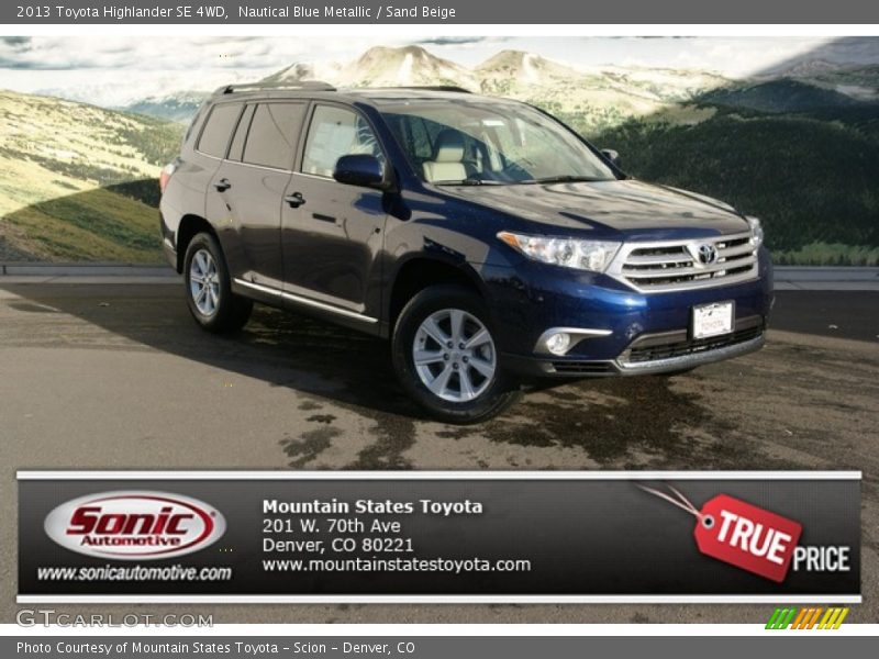 Nautical Blue Metallic / Sand Beige 2013 Toyota Highlander SE 4WD
