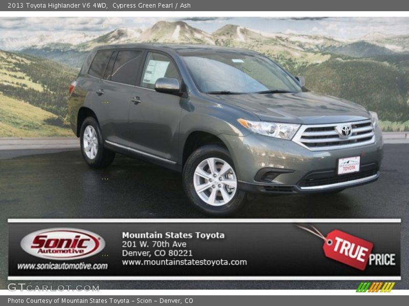 Cypress Green Pearl / Ash 2013 Toyota Highlander V6 4WD