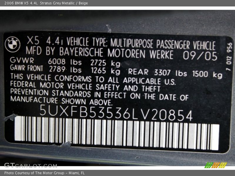 Stratus Grey Metallic / Beige 2006 BMW X5 4.4i