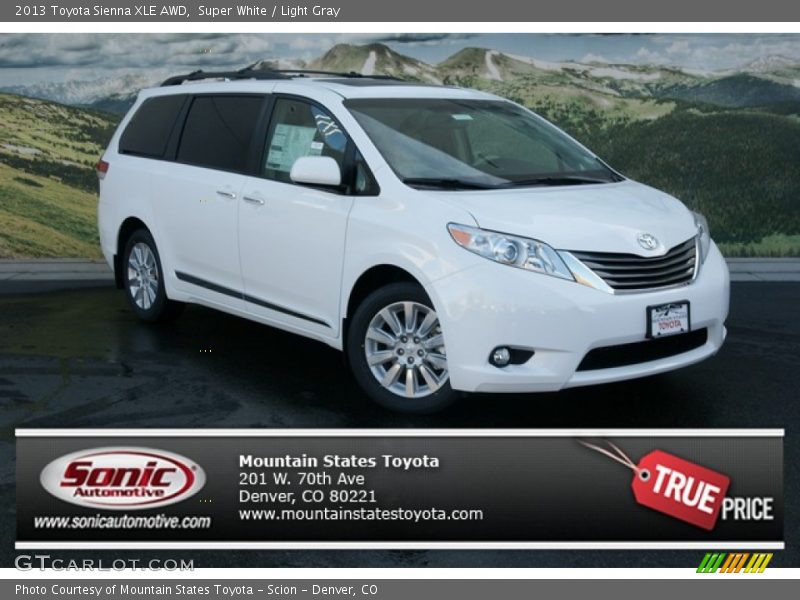 Super White / Light Gray 2013 Toyota Sienna XLE AWD